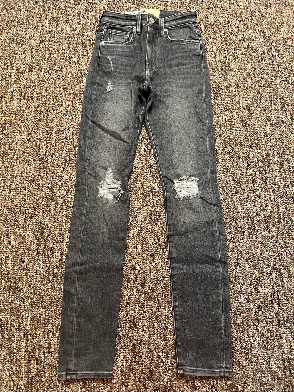 CQY Women’s High Rise Gray Distressed Skinny Ankle Denim Jeans Size 25 New